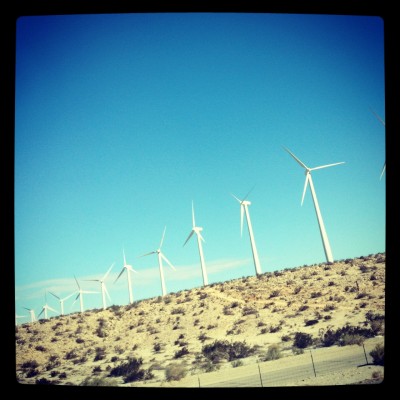 Windmills across the desert