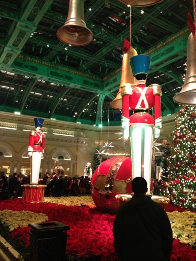 It's still Christmas in the Bellagio! Giant soldiers, ornaments, and a tree!